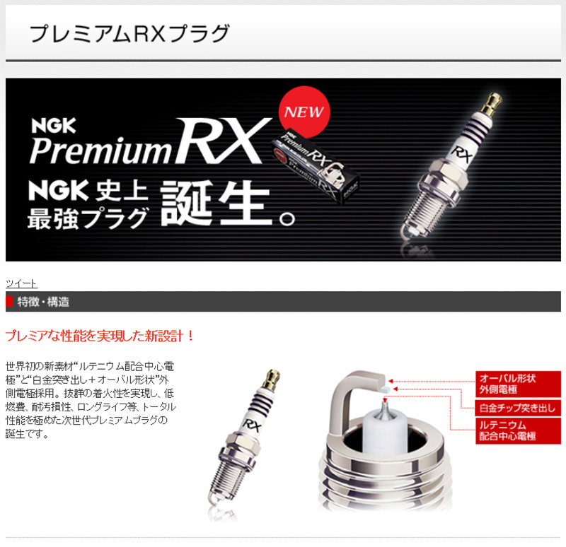 トヨタ エスティマエミーナ ルシーダ NGK プレミアムRXプラグ 4本セット BKR5ERX-11P TCR10G/11G/20G/21G 2TZ-FE イリジウムプラグ_画像2