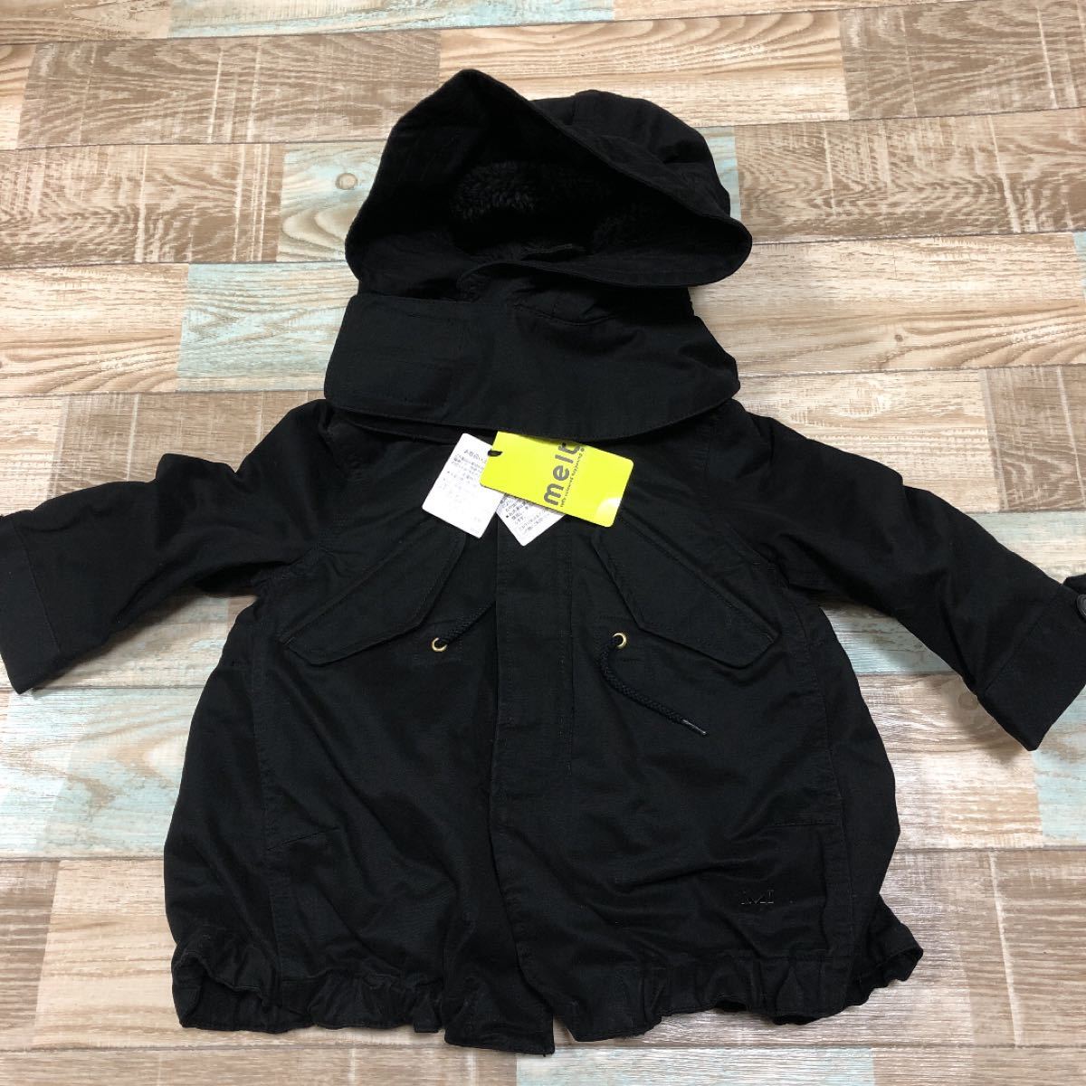 新しいブランド 新品タグ付き✩*॰¨̮Melt テントツイルパーカー黒90