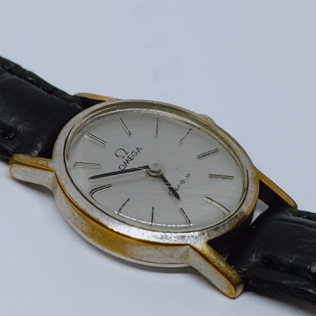 【正規稼働品】オメガ ジュネーブ オーバル シルバー文字盤 アンティーク 手巻き レディース腕時計楕円形