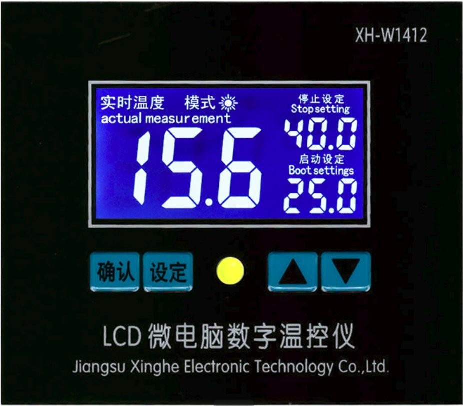 100V AC 温度制御コントローラ サーモスタット 温度センサースイッチ/0.1℃精密制御/大画面青い液晶表示/XH-W1412/新品_画像1