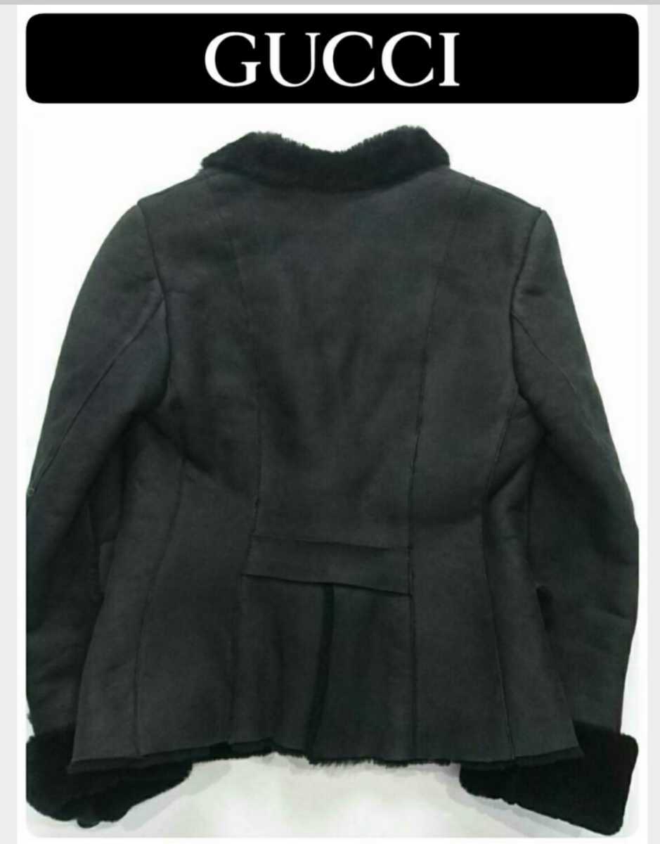  немедленно полная распродажа GUCCI Gucci Италия производства высший класс натуральный мутон tailored jacket прекрасный товар кожа Rider's пальто 