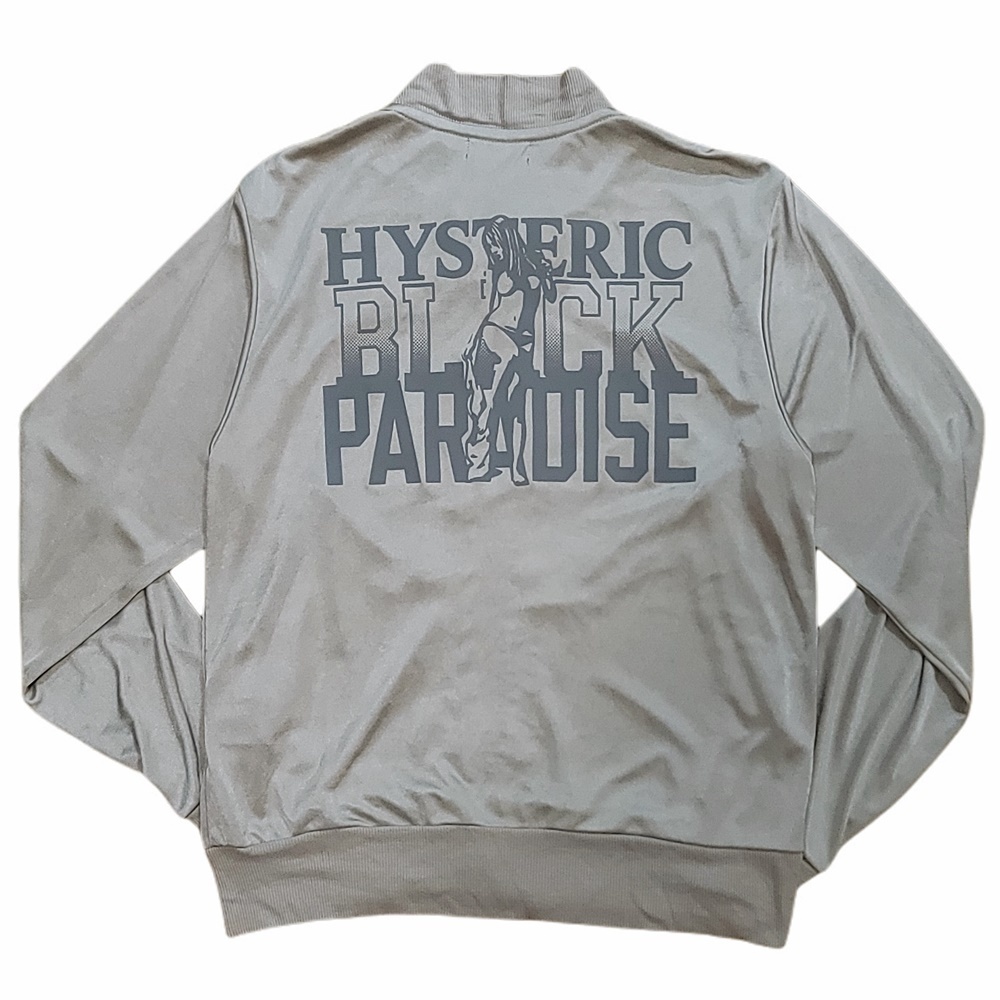 WB695　HYSTERIC GLAMOUR ヒステリックグラマー レディース サテン ブルゾン BLACK PARADICE pt JP ジャケット 薄手 ●60_画像2