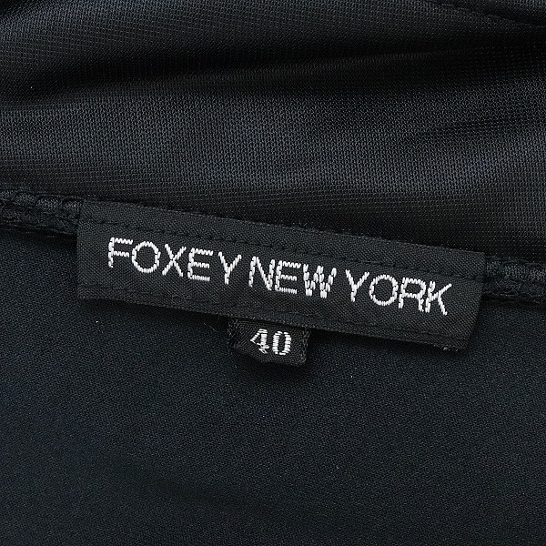 ◆FOXEY NEW YORK/フォクシーニューヨーク ストレッチ シースルー メッシュ×ベロア 切替 ドッキング ノースリーブ ワンピース ブラック 40_画像4