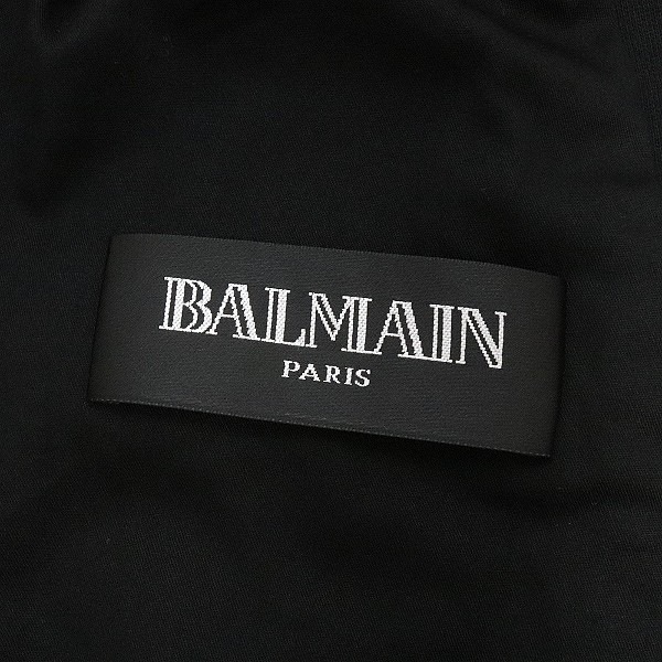 ◆BALMAIN/バルマン ボーダー柄 切替 スウェット バイカー ライダース ジャケット ブラック×オフホワイト XS