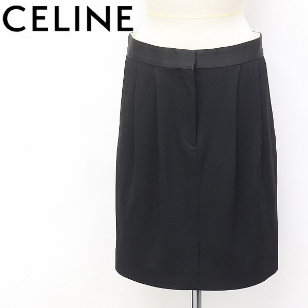 ◇CELINE/セリーヌ フィービー ストレッチ タック スカート ブラック