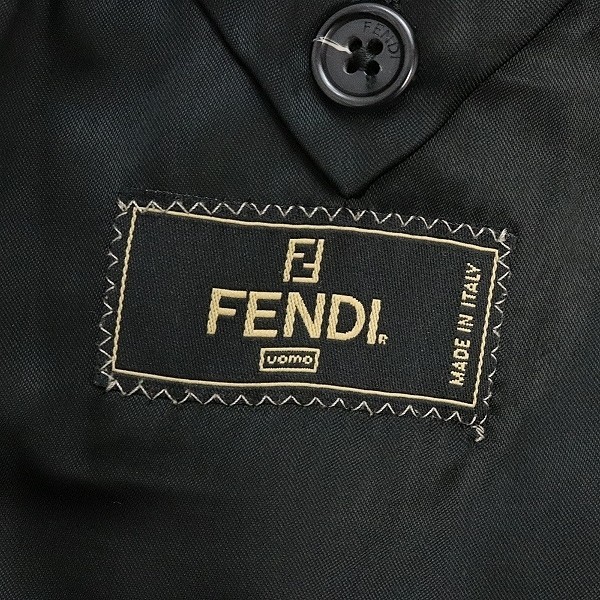  Vintage *FENDI/ Fendi кашемир . шерсть Cesta - длинное пальто черный 