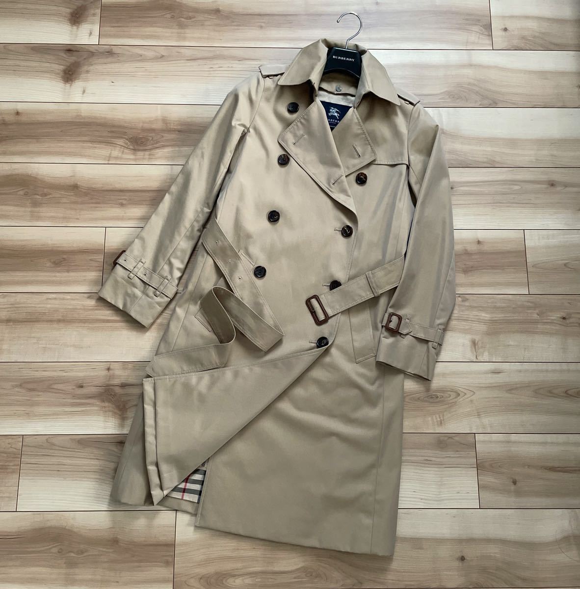 【超美品】BURBERRY LONDON バーバリー ロンドン ウールライナー付き 裏地ノバチェック柄 トレンチ コート ベージュ 34_画像1