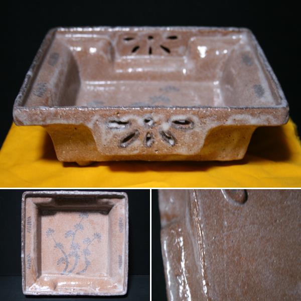 4563 志野焼 古志埜庵 五平窯 十代 加藤喜志行 茶碗 抹茶道具 黄布 栞