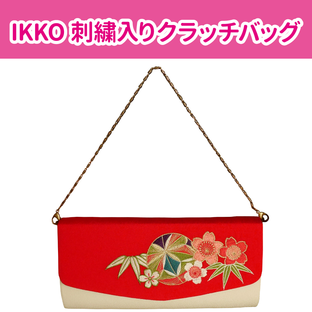 ■IKKO　クラッチバッグ　毬と桜の刺繍入り　成人式　結婚式　卒業式【CCCSWBGGAGGBGGD】9　BAG099_画像1