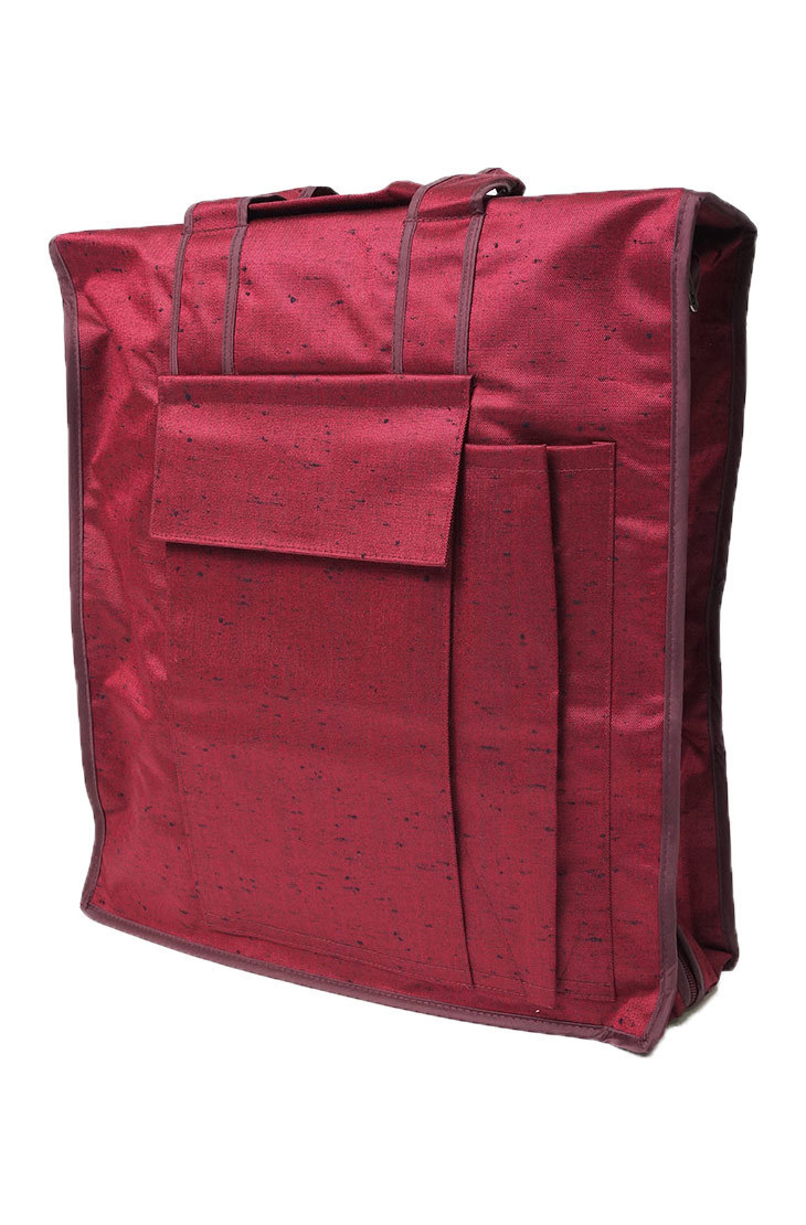 【ひめか】 着物バッグ 和装 日本製 縦型 つむぎ織り　エンジ