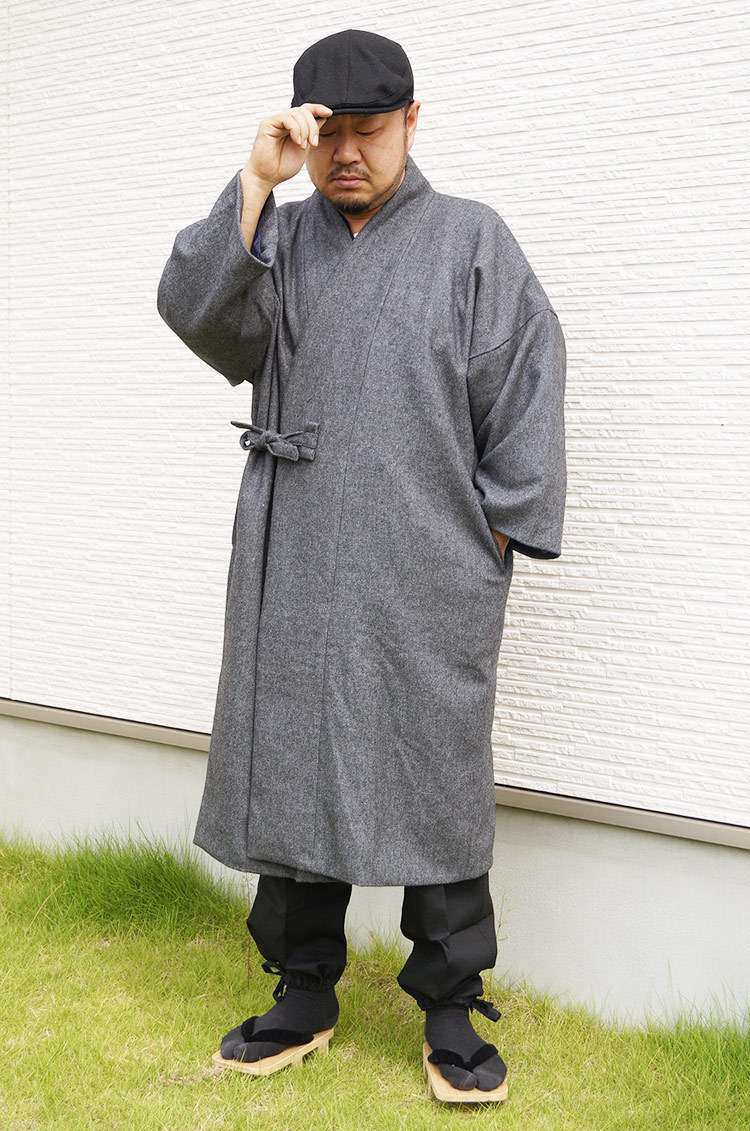 【ひめか】 作務衣 ウールコート 日本製 5080 ネズＭ