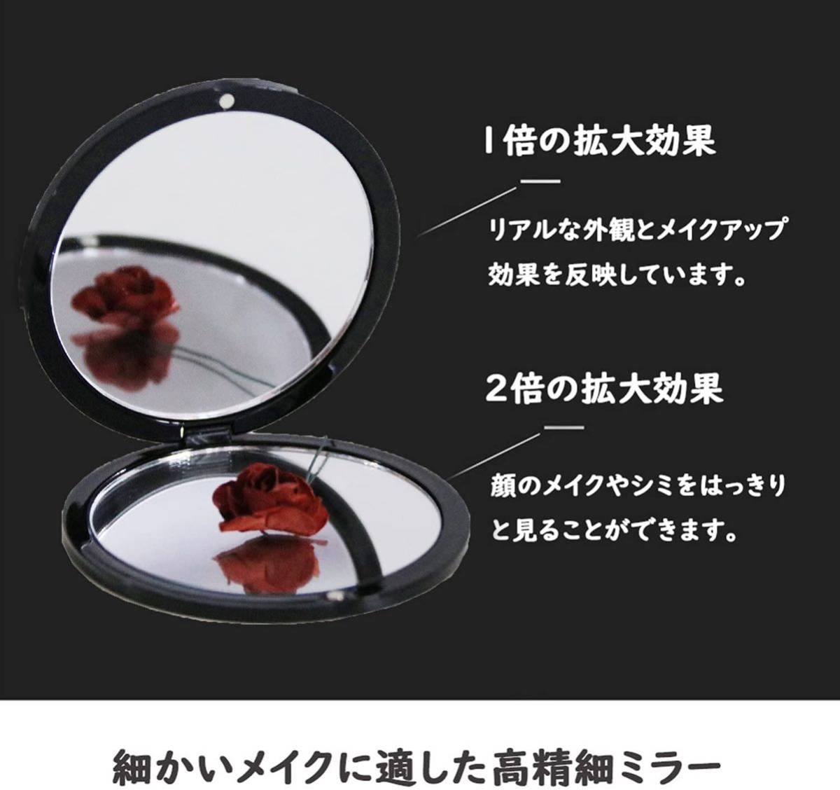 コンパクトミラー ミラー 化粧鏡 携帯ミラー　 (ブラック-形)