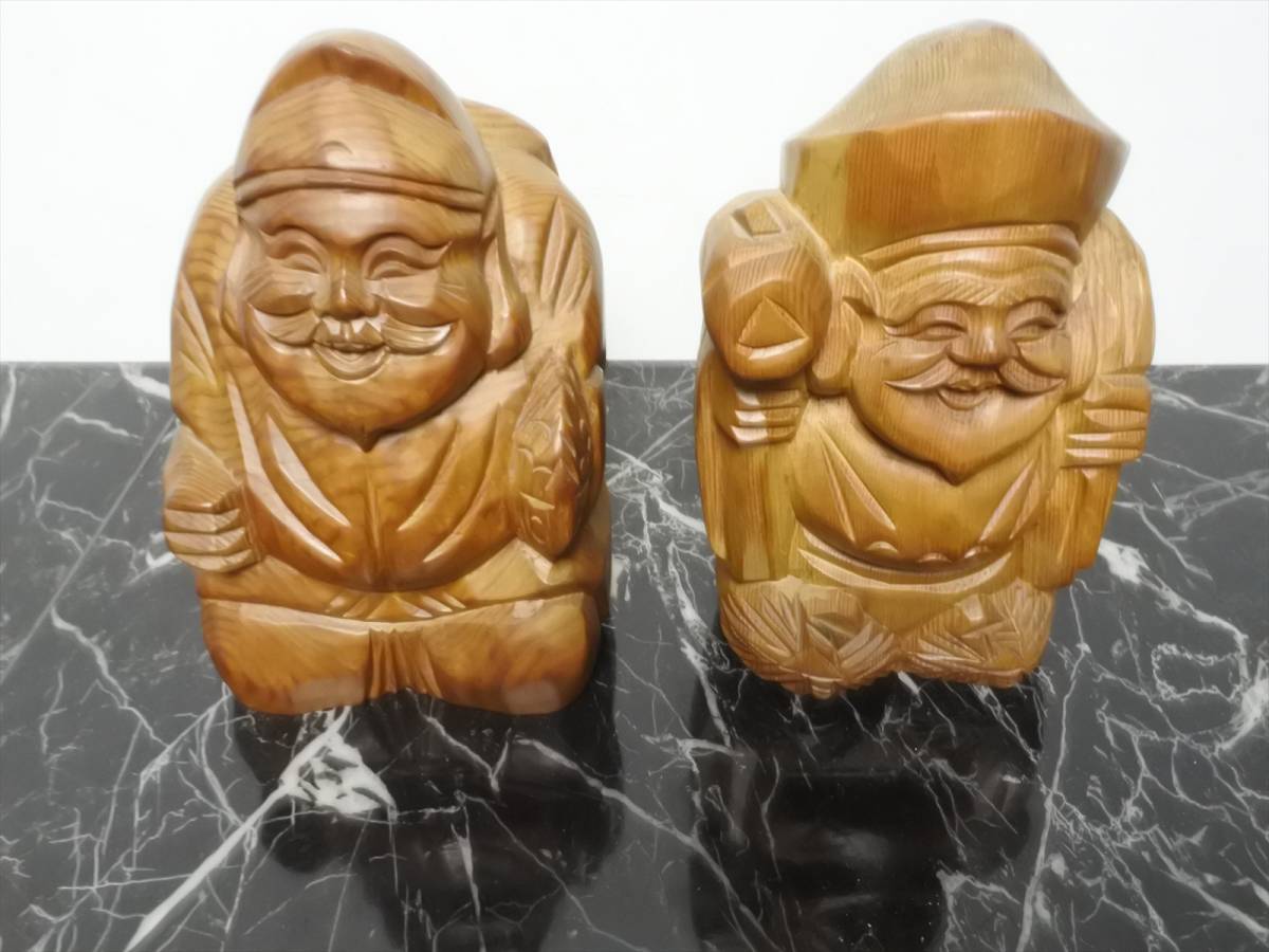 希望者のみラッピング無料】 収集品 大黒天 恵比寿天 セット 木製