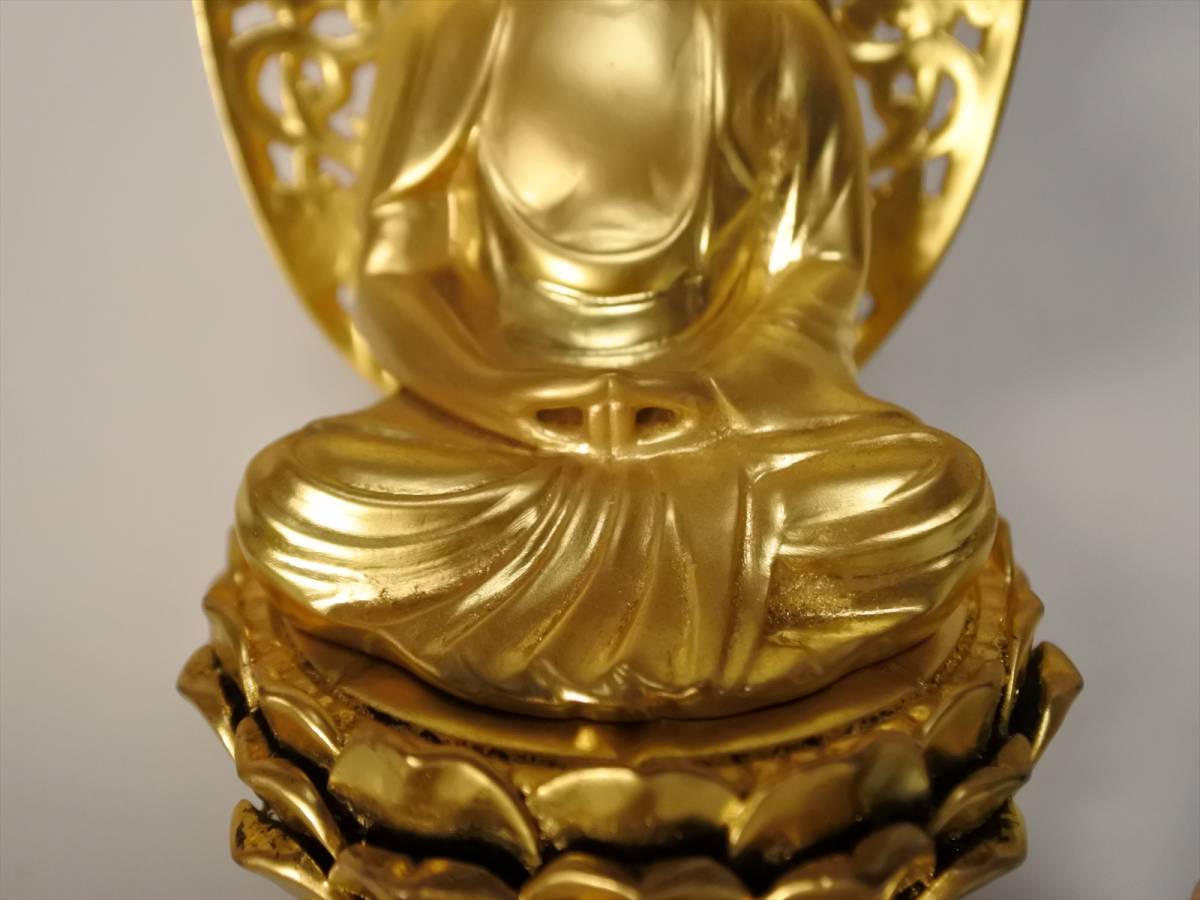 収集品 座弥陀 木製 本金箔 本金粉 高級品 仏像（D-4） 2980 M