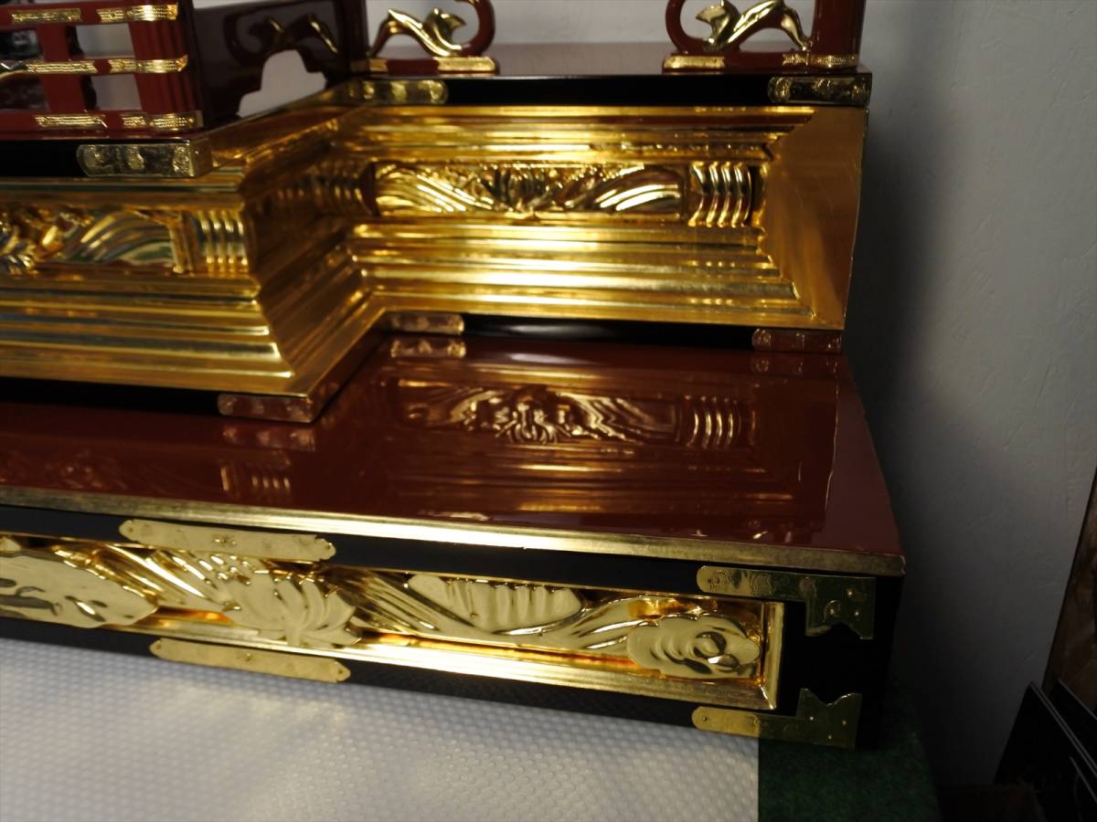 長期保管品 木製仏壇用須弥壇 仏像置き 総修復本金箔本金メッキ