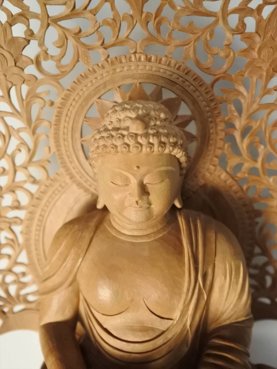 長期保管品 総白檀 八角台座 座弥陀 極上古代型 3号 仏像(211007A1- 長期保管品 総白檀 八角台座 座弥陀 極上古代型 3号 仏像(211007A1-