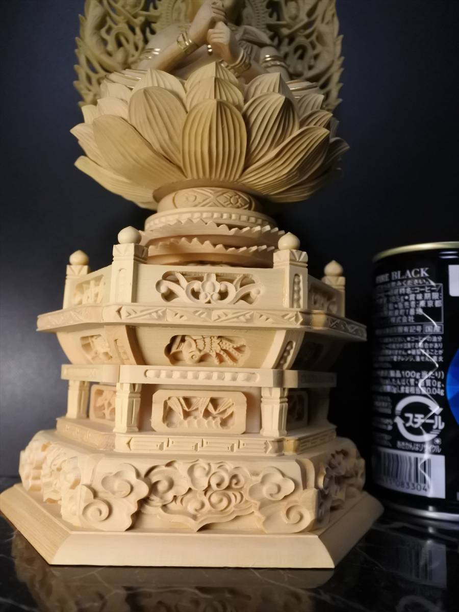 未使用保管品 本柘植 六角台飛天金泥付大日 2.5寸 仏像( 未使用保管品 本柘植 六角台飛天金泥付大日 2.5寸 仏像(