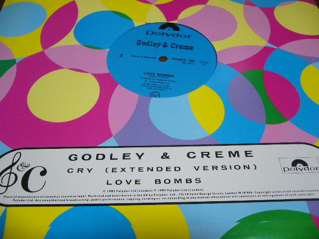 即決有★★貴重盤★★12インチシングル★輸入盤★Godley & Creme★Cry/Extended Version★TREVOR　HORN_画像2