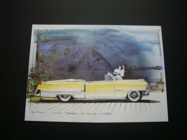 Bow illustration 1954 Cadillac Eldorado cabriolet A3 size old car Ame car / back surface series 62