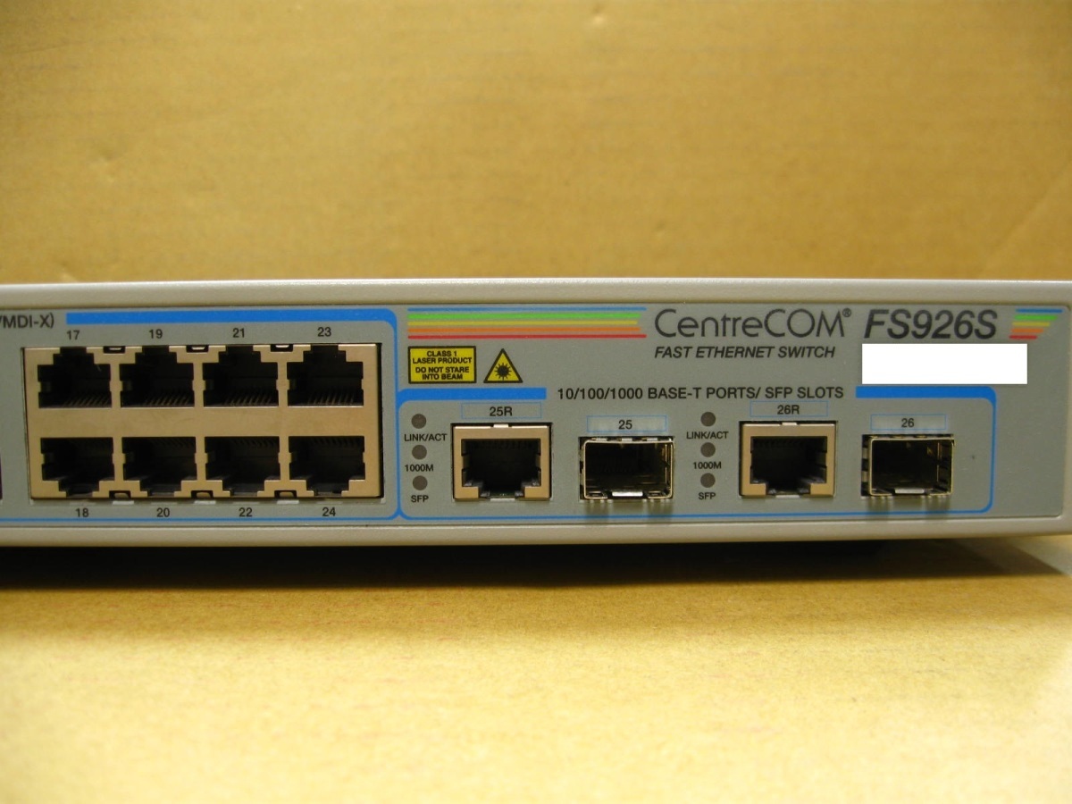 ▽Allied Telesis CentreCOM FS926S 26ポート ファーストイーサネットスイッチ 中古 アライドテレシス_画像3