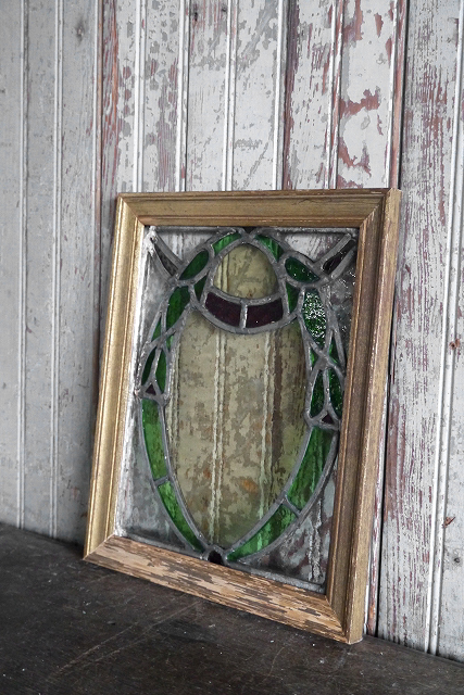  античный витражное стекло × дерево рамка окна 38[afg2-38] садоводство автомобиль Be ga- Lee дисплей Vintage двери дверь ручка двери торцевая дверь интерьер 