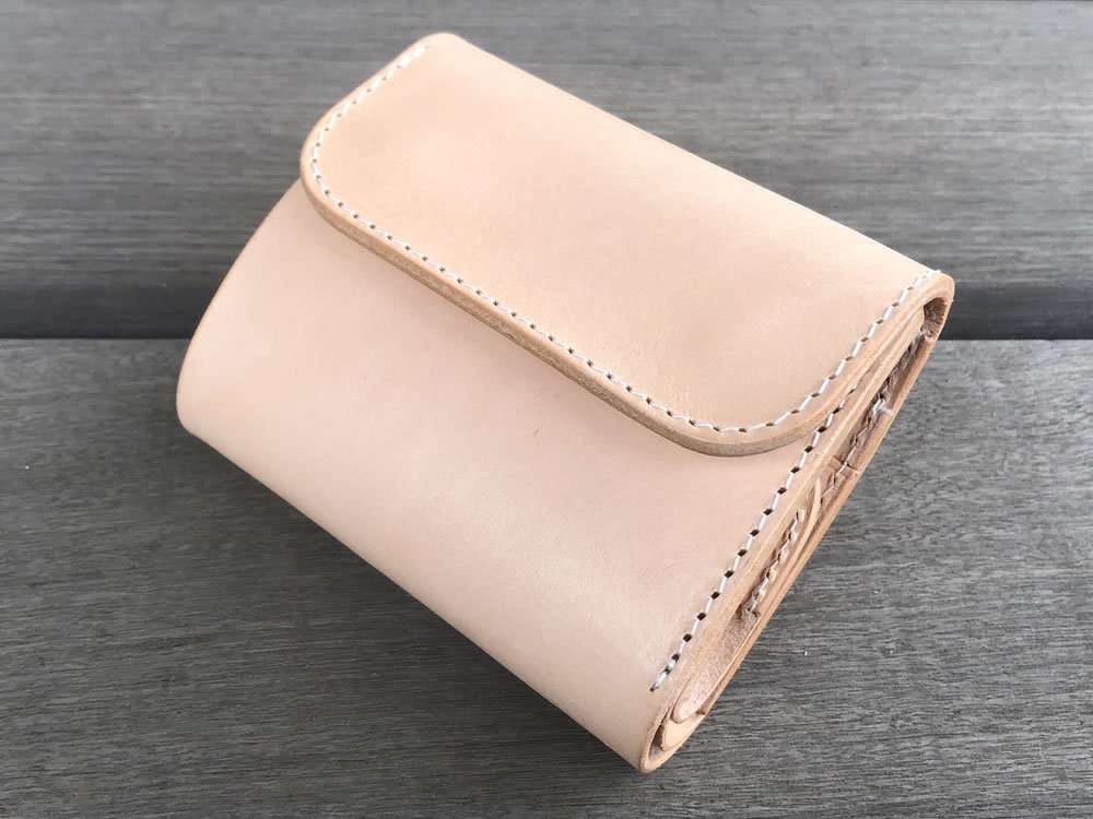  purse compact Mini wallet Italian leather unbleached cloth. cow leather use natural made in Japan CW001-NA LEVEL7