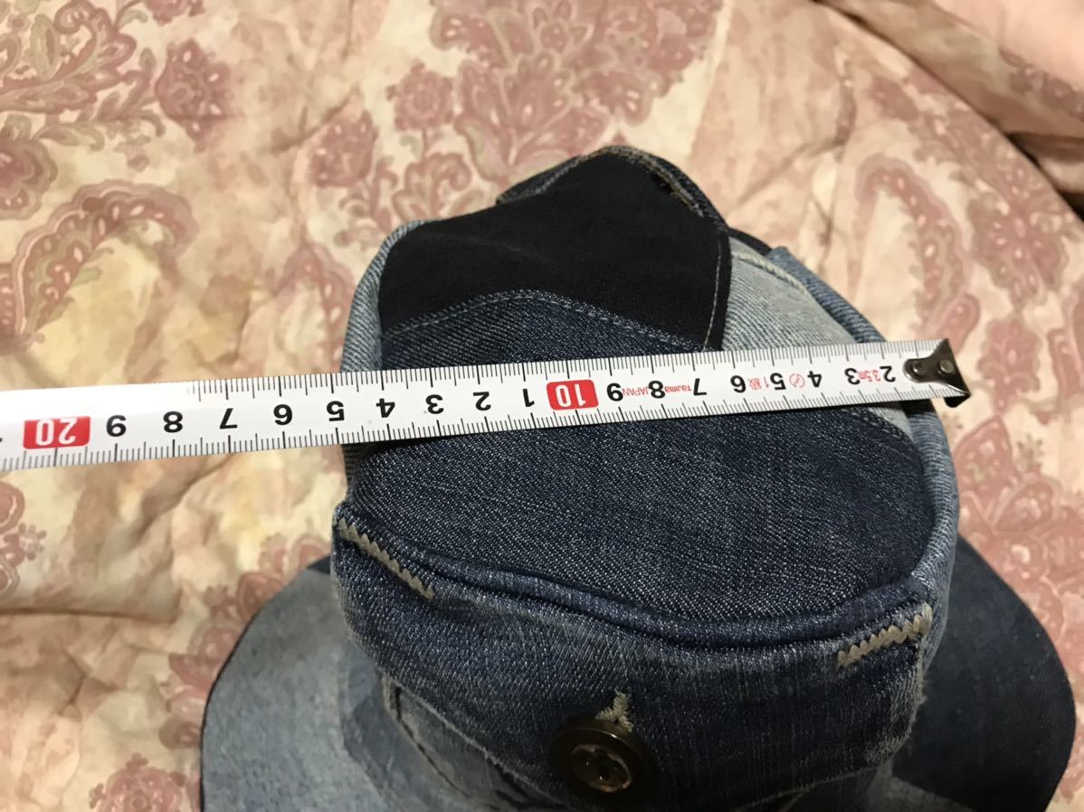 ハンドメイド デニムハット リメイクデニム 帽子57-58cm 古着デニム 手作り品 新品 ビンテージ 70s ジーンズ リーバイス キジマタカユキ