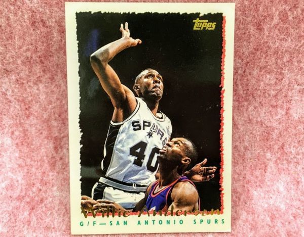 稀少! 1994年当時物! Topps「NBA ウィリー・アンダーソン / サンアントニオスパーズ」コレクション カード　バスケ アメリカ 選手 トレカ_画像1