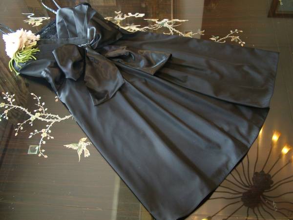 11号 高級 上質 黒 ドレス ブラック フォーマル ワンピース 新品_画像1