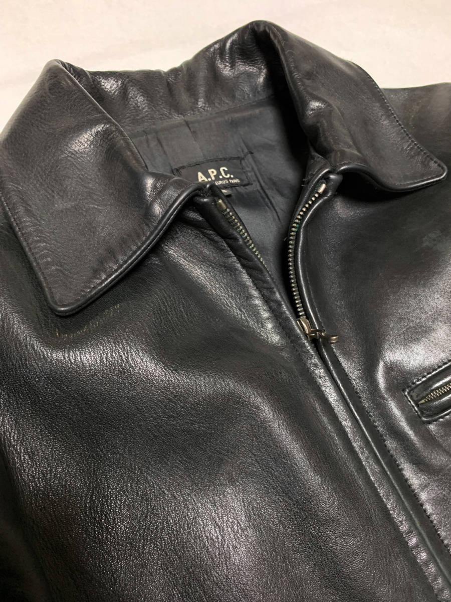 売り出し価格 希少 90s フランス製 アーペーセー 馬革 黒 レザーコート メンズ