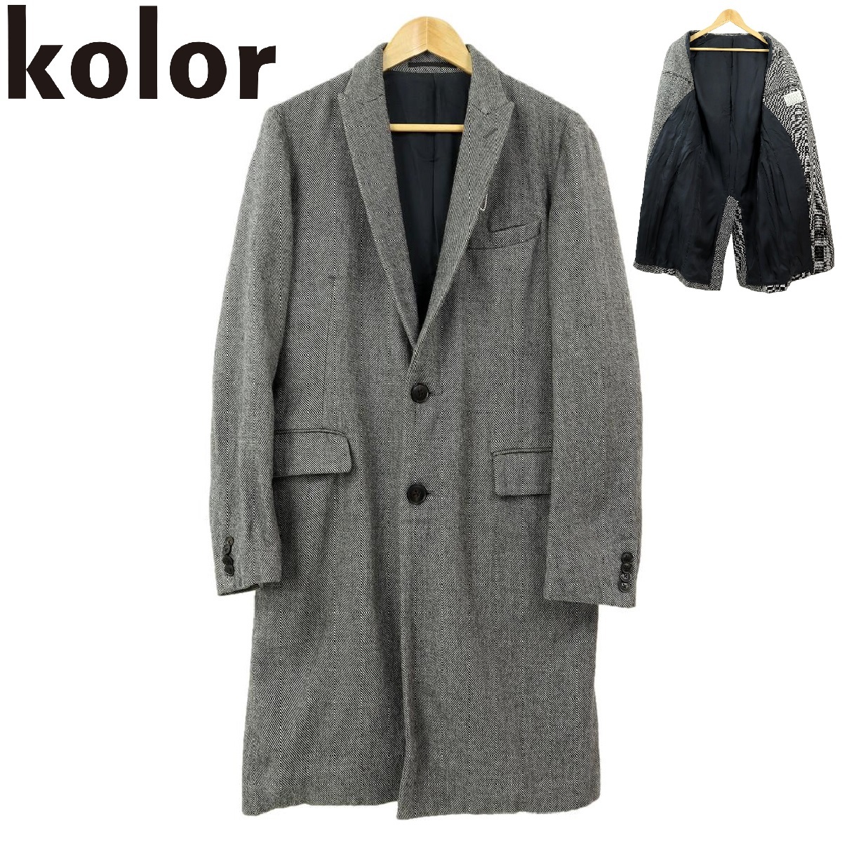 [B1235][ made in Japan ]Kolor color Chesterfield coat wool coat size 1