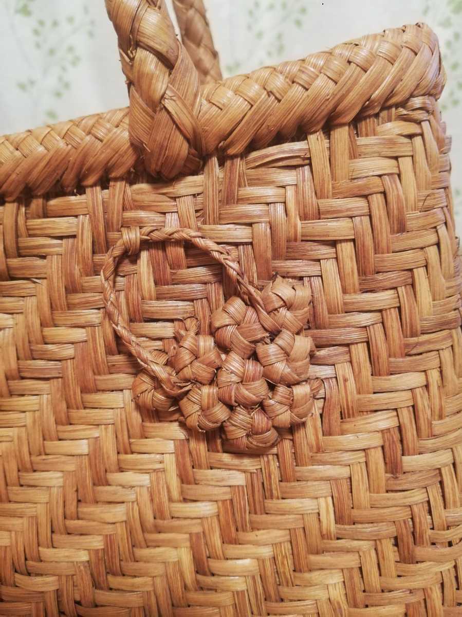 山葡萄 籠 バッグ かご カゴバッグ 六角花嵌入網代編み 中布と内 