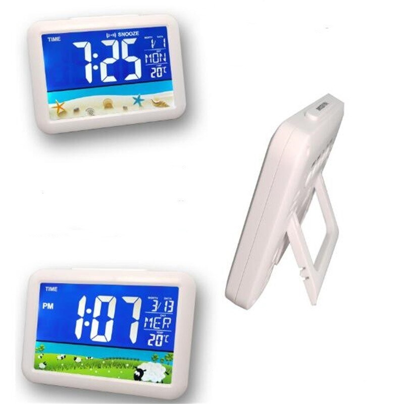 目覚まし時計 置き時計 クロック時計 デジタル温度計 アラーム スヌーズ機能 USB給電 電池 アラーム センサー バックライト 図案タイプ_画像5