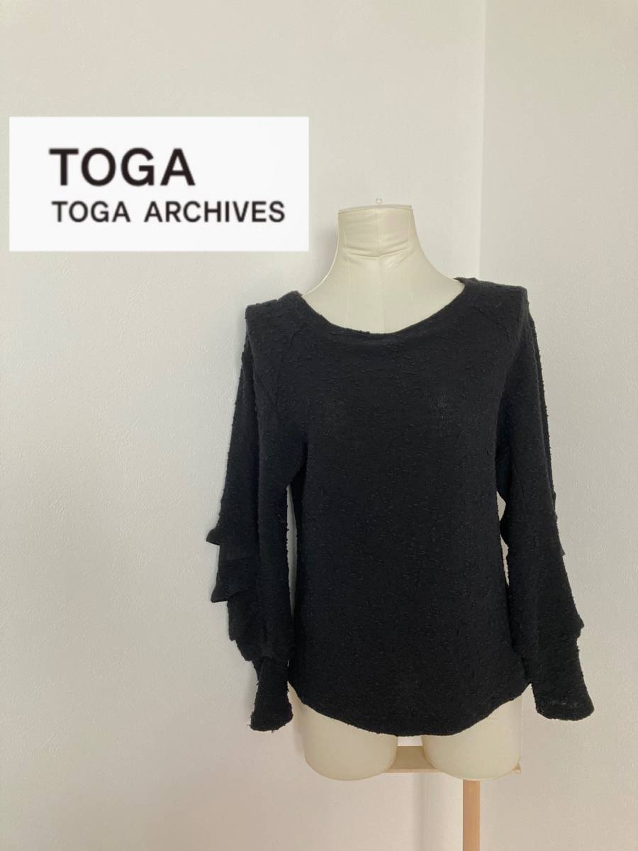 TOGA ARCHIVES/トーガ アーカイブス 長袖 カットソー トップス セーター ブラック 黒 ドット 刺繍 フリル ティアード レディース 1 ニット 女性に人気! フリルカットソー ARCHIVES TOGA Tシャツ/カットソー(七分/長袖)