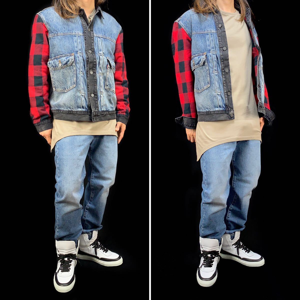 新品 levi's リーバイス ネル チェック 袖 スリーブ セカンド 2nd