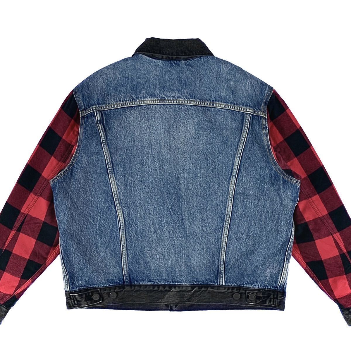 新品 levi's リーバイス ネル チェック 袖 スリーブ セカンド 2nd タイプ Gジャン デニム ジャケット オーバー サイズ ビッグ シルエット_画像9