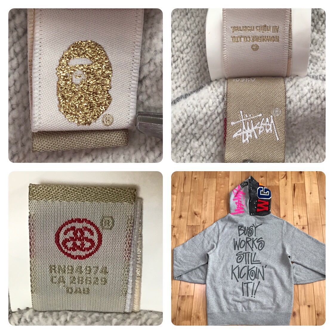 ☆XL☆ stussy × BAPE シャーク パーカー shark full zip hoodie ☆XL☆ stussy × BAPE シャーク パーカー shark full zip hoodie