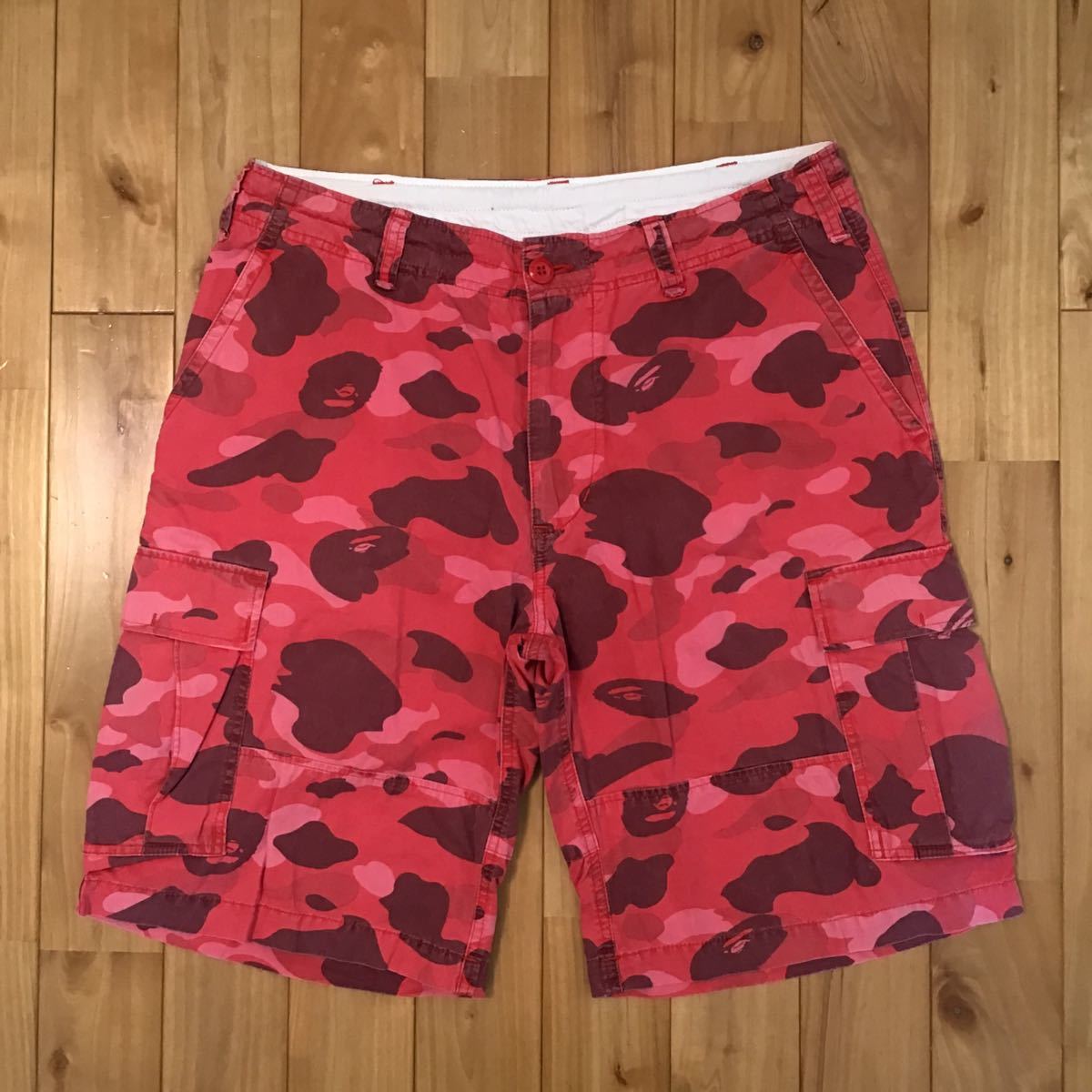 pharrell camo カーゴ ハーフパンツ Mサイズ a bathing ape BAPE shorts エイプ ベイプ アベイシングエイプ red camo 迷彩 fa58_画像1