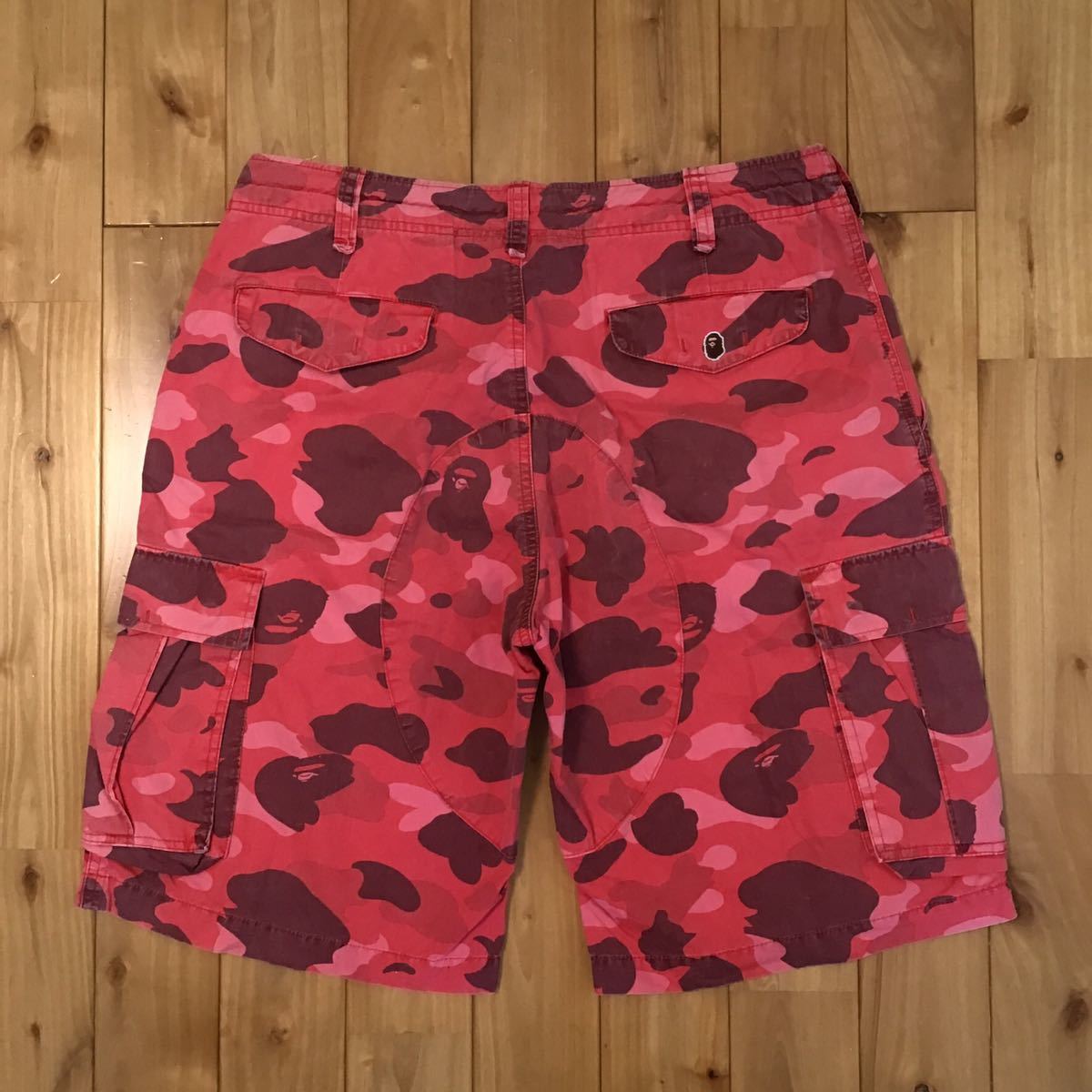 pharrell camo カーゴ ハーフパンツ Mサイズ a bathing ape BAPE shorts エイプ ベイプ アベイシングエイプ red camo 迷彩 fa58_画像3