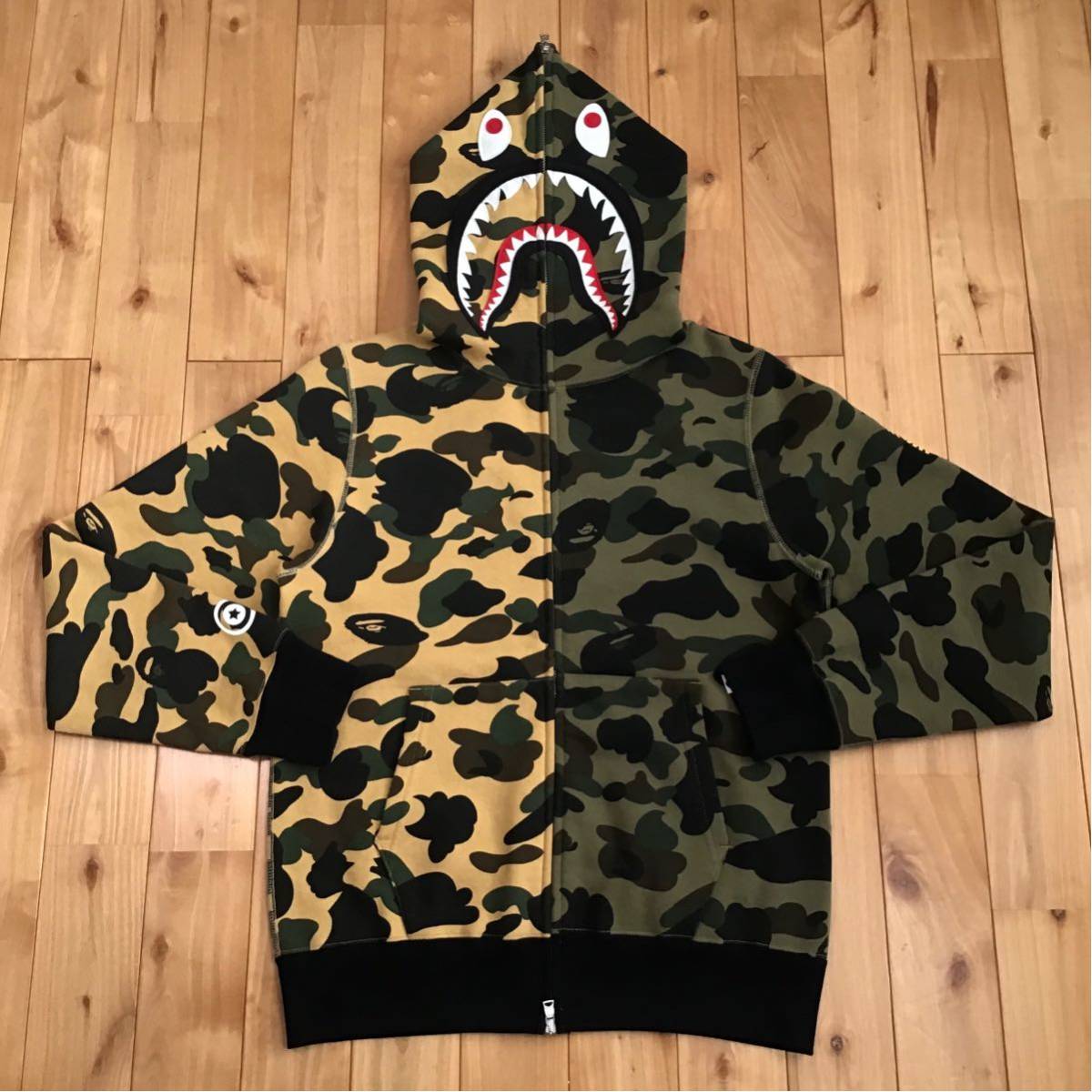 1st camo half Shark Parker M размер shark full zip hoodie a bathing ape bape Ape Bape A Bathing Ape камуфляж PONR de5