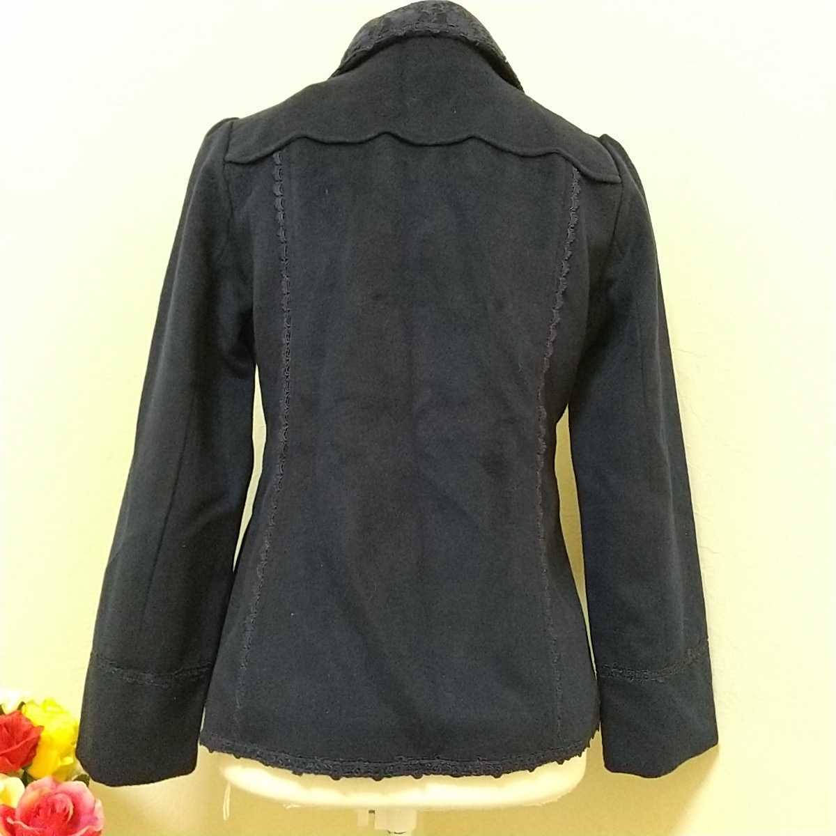 ( new goods ) winter thing liquidation!axesfemme change button attaching ... race collar race decoration stitch gold . button ....~. wool style pea coat navy blue color size M**
