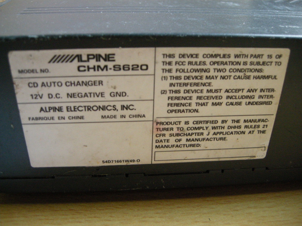  Alpine CD changer CHM-S620 /////ALPINE COMPACT DISC CHANGER 8P [ DIN ]6 disk change 