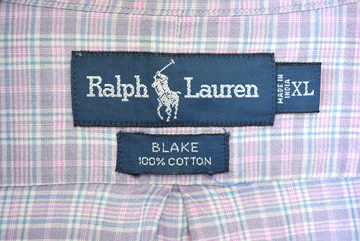 【送料無料】ラルフローレン ブレイク コットン 長袖シャツ BDシャツ ボタンダウン チェック柄 メンズXL Ralph Lauren BLAKE 古着 CA0448