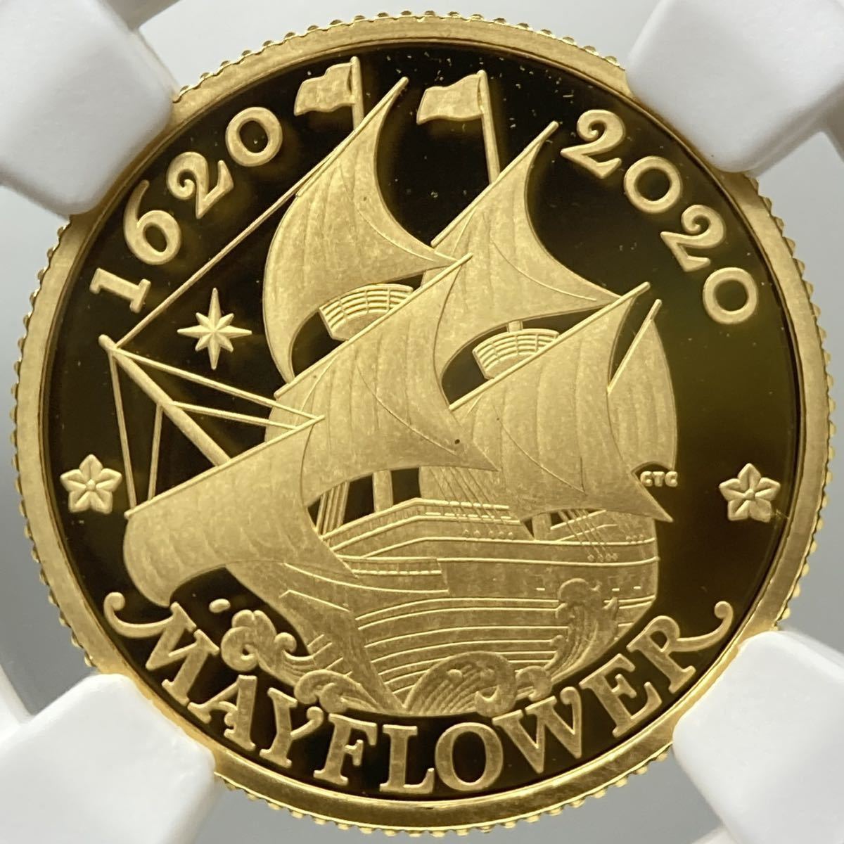 ◆最高鑑定◆ 2020 イギリス 英国 メイフラワー号 400周年記念 25ポンド金貨 NGC PF70UC アンティーク コイン