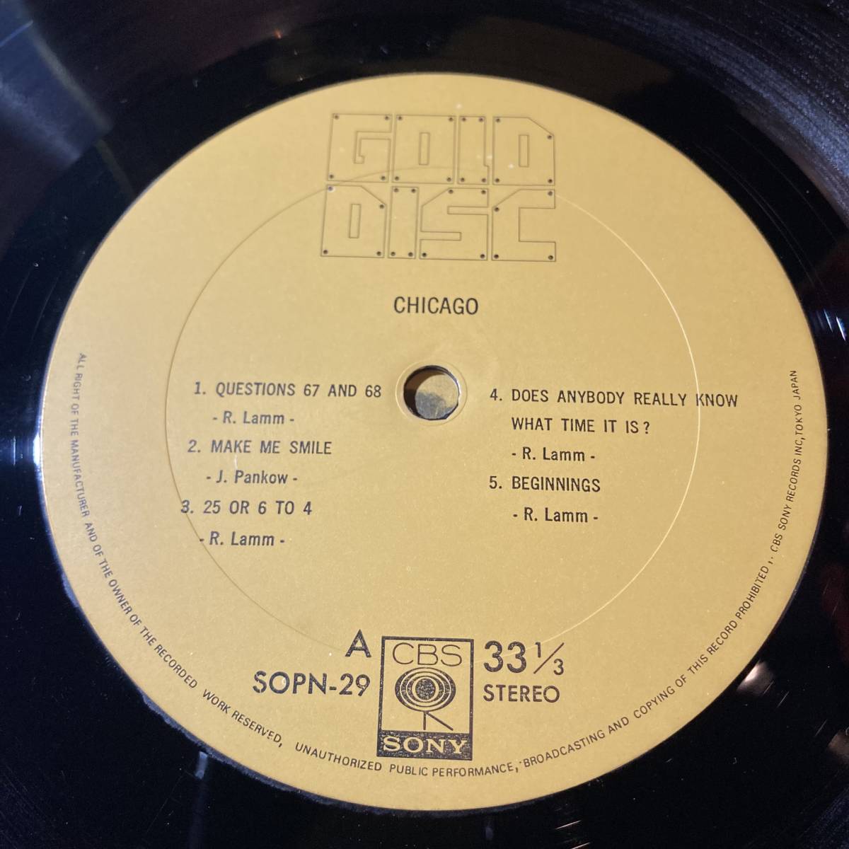 Chicago - Gold Disc / CBS/SONY RECORDS INC - SOPN29_画像3