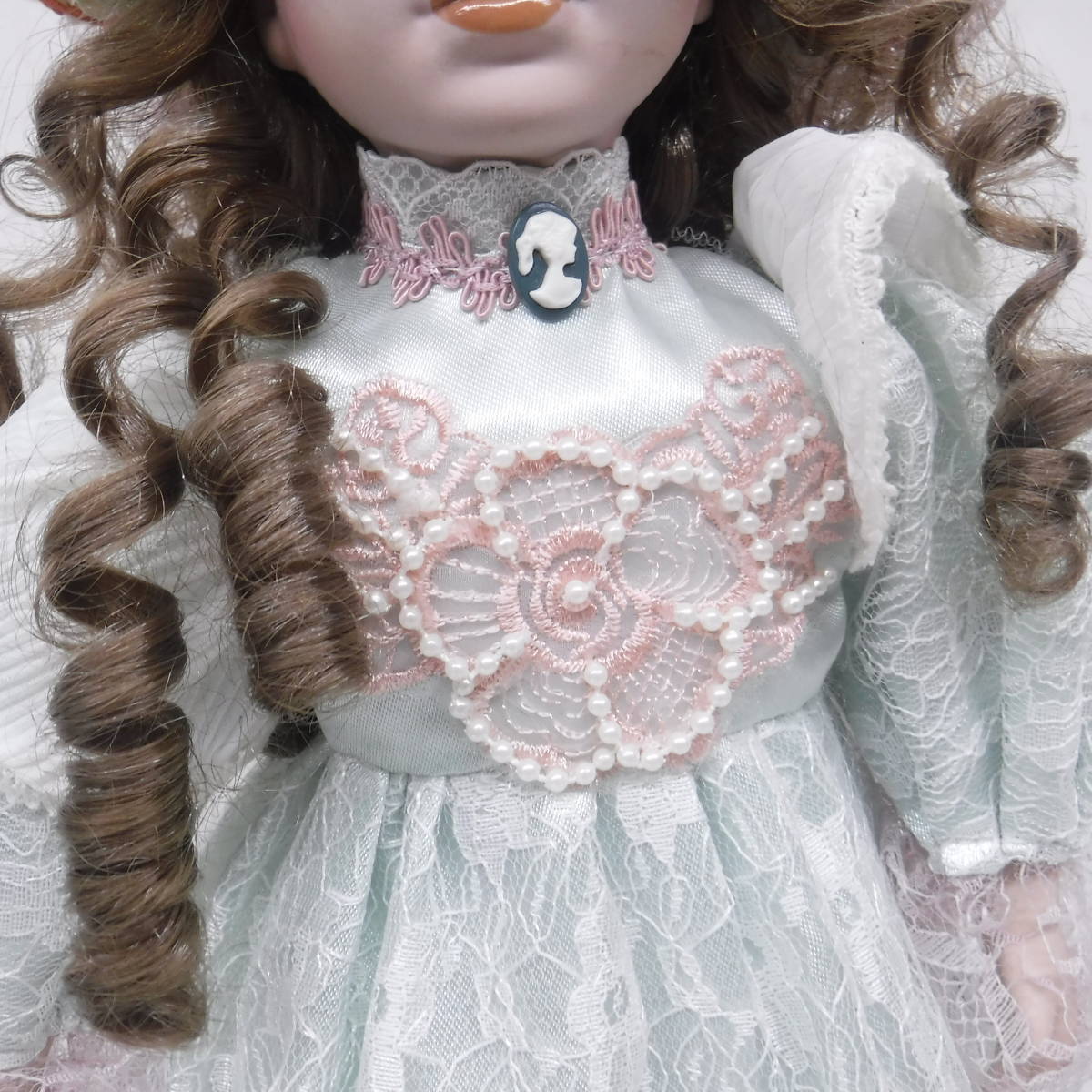 公式 ポーセリンドール ビスクドール アンティーク人形 顔陶器 レース 