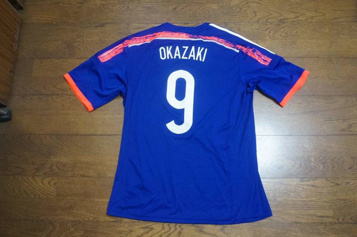 adidasアディダス 日本代表ユニフォーム 2014-2015 円陣モデル サイズ2XO 背番号9 OKAZAKI.岡崎慎司モデル_画像2