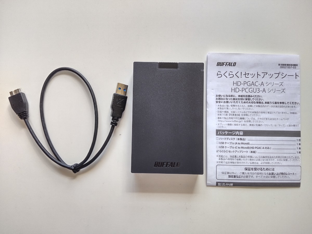 BUFFALO ポータブルHDD 2TB HD-PCG2.0U3-GBA