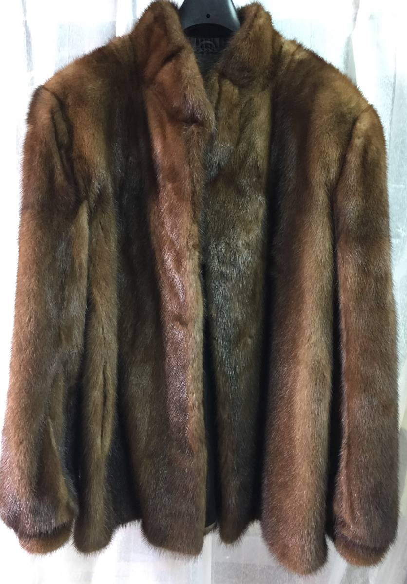 ミンク 毛皮のコート ハーフコート ブラウン サイズ13号 USED品 品 -
