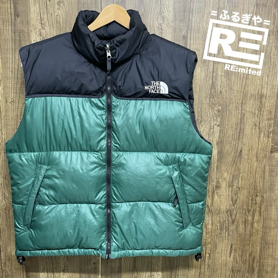 THE NORTH FACE ノースフェイス ダウンベスト グースダウン グリーン ワンポイント アウトドア XL_画像1